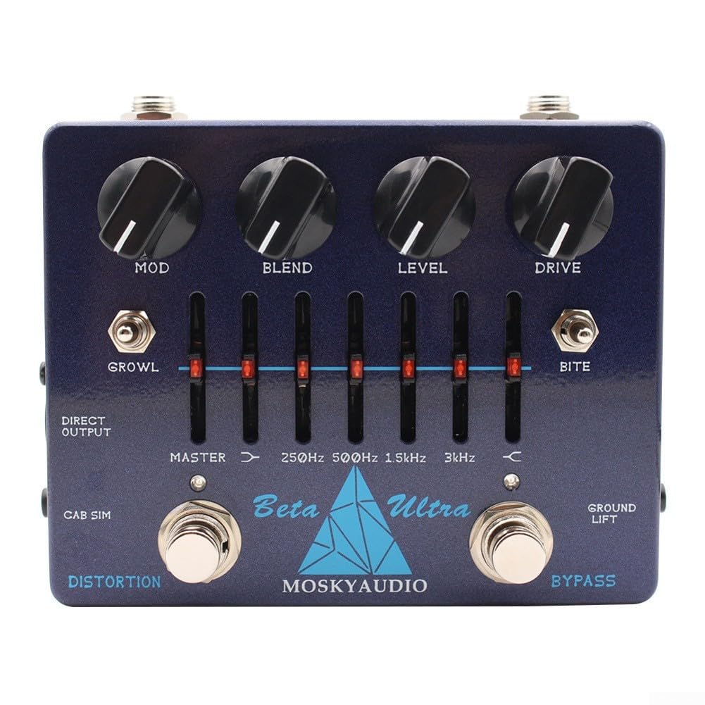 Spelonify Pedale di distorsione per basso con equalizzatore grafico a 6 bande, preamplificatore Overdrive Bass, amplificatore per cuffie per esercitazione, sim cabina diretta, unità effetti chitarra
