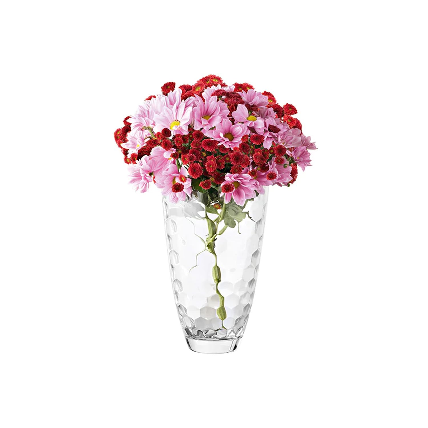 Avilia Jarrón de Cristal Transparente con diseño de Nido de Abejas, 30 cm, Elegante y Moderno, Ideal para Cualquier Entorno, como decoración o para Guardar Flores y Plantas – Resistente y fácil de