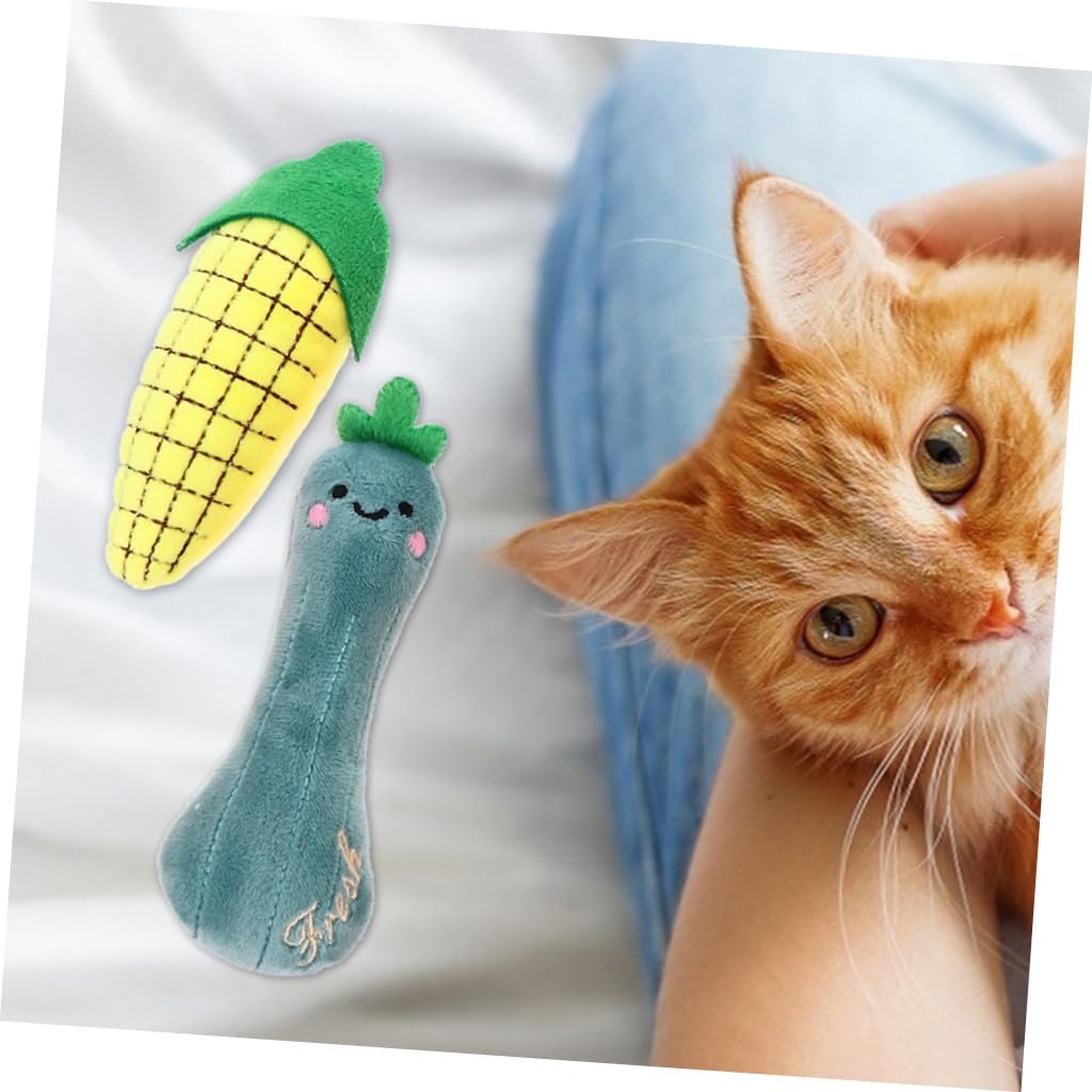Lot de 3 Jouets à Mâcher pour Chats D’intérieur en Peluche Herbe à Chat Assortiment Poivron et Courge Stimulants et Solide pour Chatons et Adultes pour Jeux Interactifs et