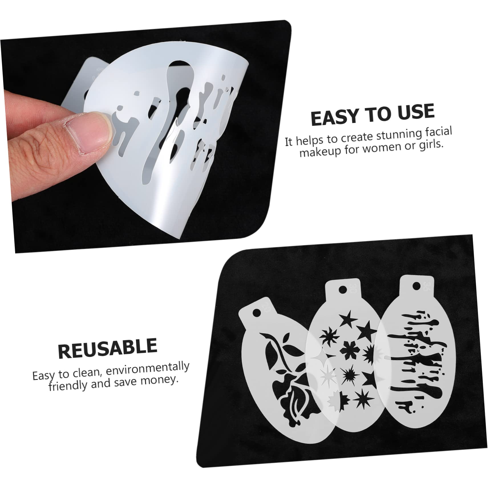 Generic 42Pcs Face Painting Stencils Reusable Body Art Templates for Festivals Concerts and Parties and Face Paint Supplies for Creative Makeup