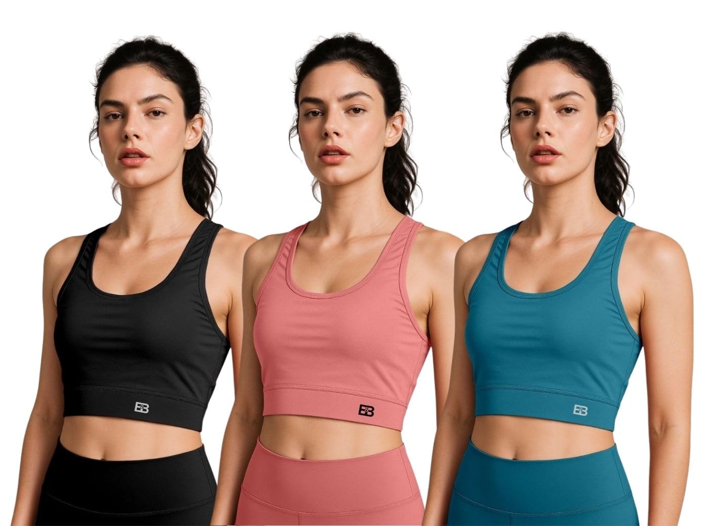 Slim Fit Cotton Sports Bra, Combo of 3 | Seamless, Stretchable & Lightweight Activewear for Gym, Yoga, Running | Stylish & Supportive Fit, Full Coverage-image-7