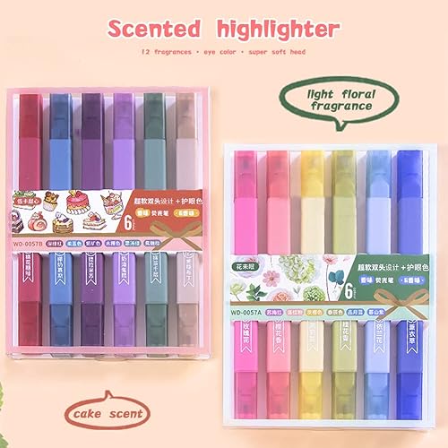 Miniatura 5 de Rotuladores de doble punta pastel, juego de 6 marcadores de punta suave de secado rápido para estudio, diario, notas, escuela, oficina