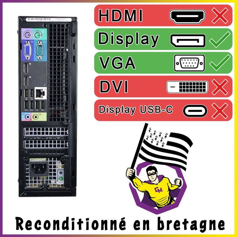 Dell PC Optiplex 9010 SFF Intel I7-3770 RAM 8Go HDD 500Go W10 WiFi