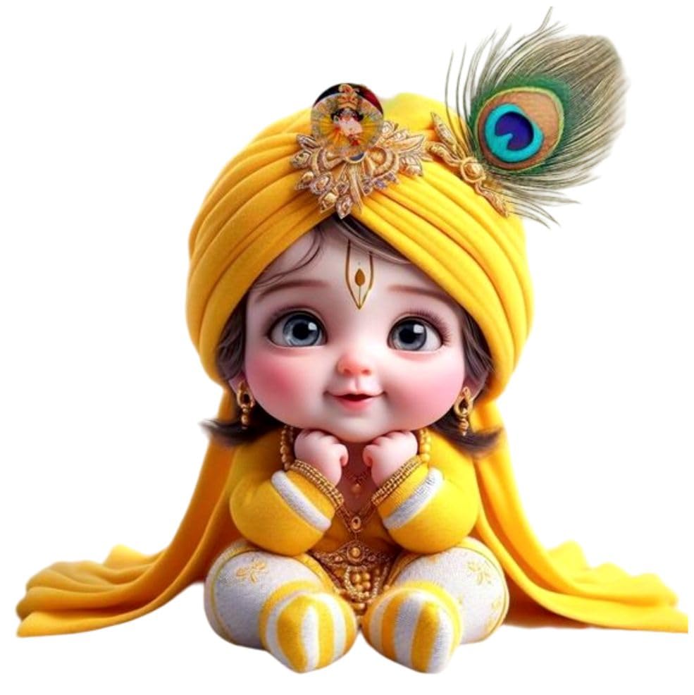 Krishna Sticker Cute Little Krishna Baby Krishna Lord Krishna God Krishna Wall Sticker Kids Room Living Room Bedroom Size - 60 x 60 cm Pack of - 1