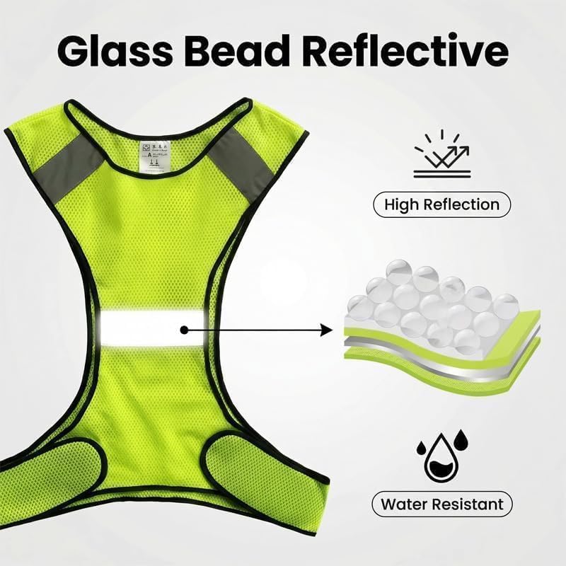Chaleco Reflectante de Seguridad Ajustable Unisex Talla XS-M con Alta Visibilidad, Ligero y Transpirable, Ideal para Correr, Ciclismo, Moto, Running, Senderismo Nocturno, reflectante running
