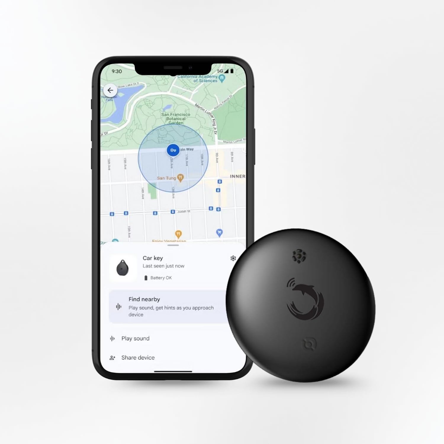 GPS Dolphin Smart Tracker Rex iOS for Android Devices Only, Anti-Lost GPS Locator with App Control, Key Finder, Wallet & Pet Tracker, Wireless Tag with Sound Alert and Location History - White-image-12