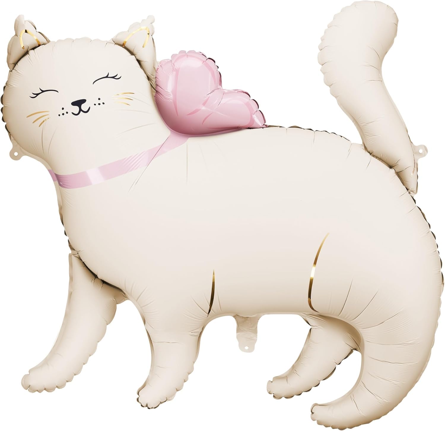 Large Cat Foil Balloon, 83 x 77 cm, Off White and Pink Party Decoration