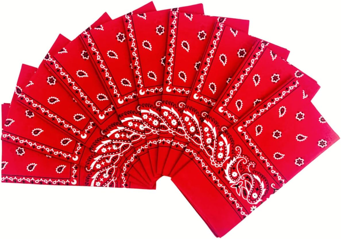 100% Cotton 10 Pack Fine Bandanas