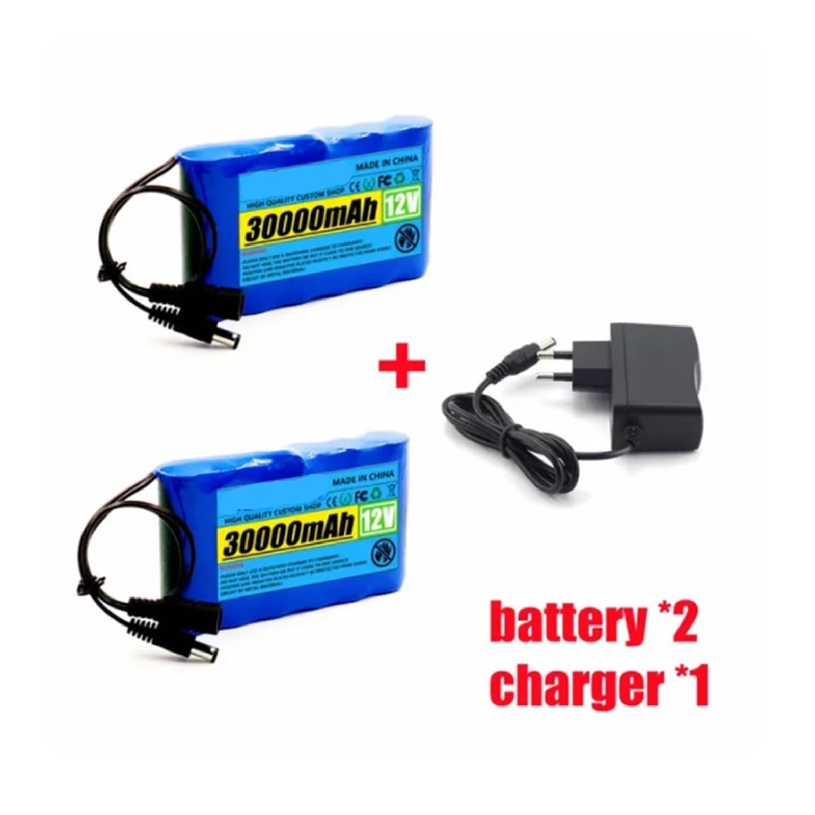 Batterie Li-ion rechargeable 12 V 30000 mAh for caméra de vidéosurveillance DC 3S2P + chargeur,6(2 batteries 1 charger)