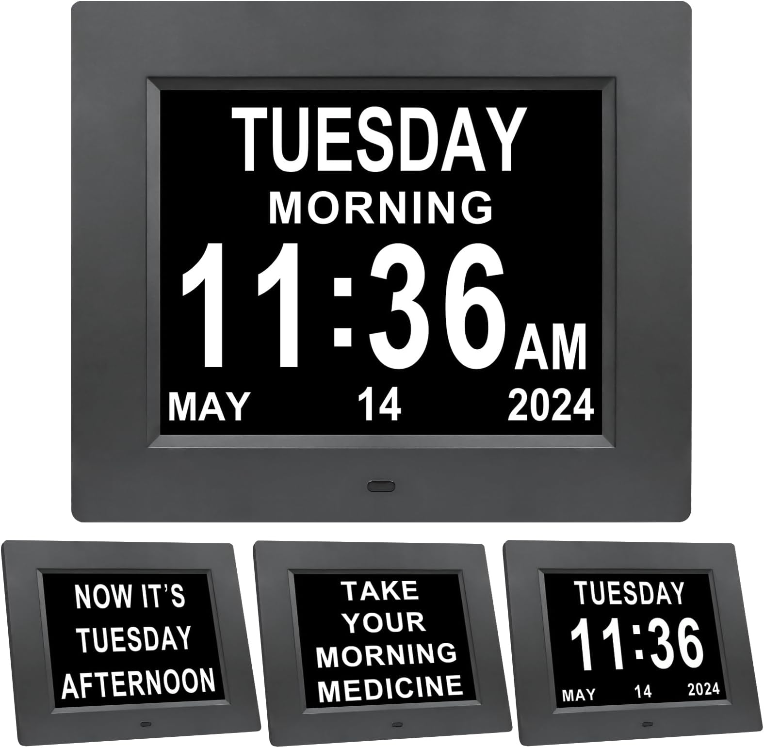 Jaihonda Memory Loss Clock with Day and Date for Elderly, Calendar Dementia Clocks for Seniors with Auto Dimmer,8 Alarm Options,Non-Abbreviated Day & Month,Large Number Digital Clocks