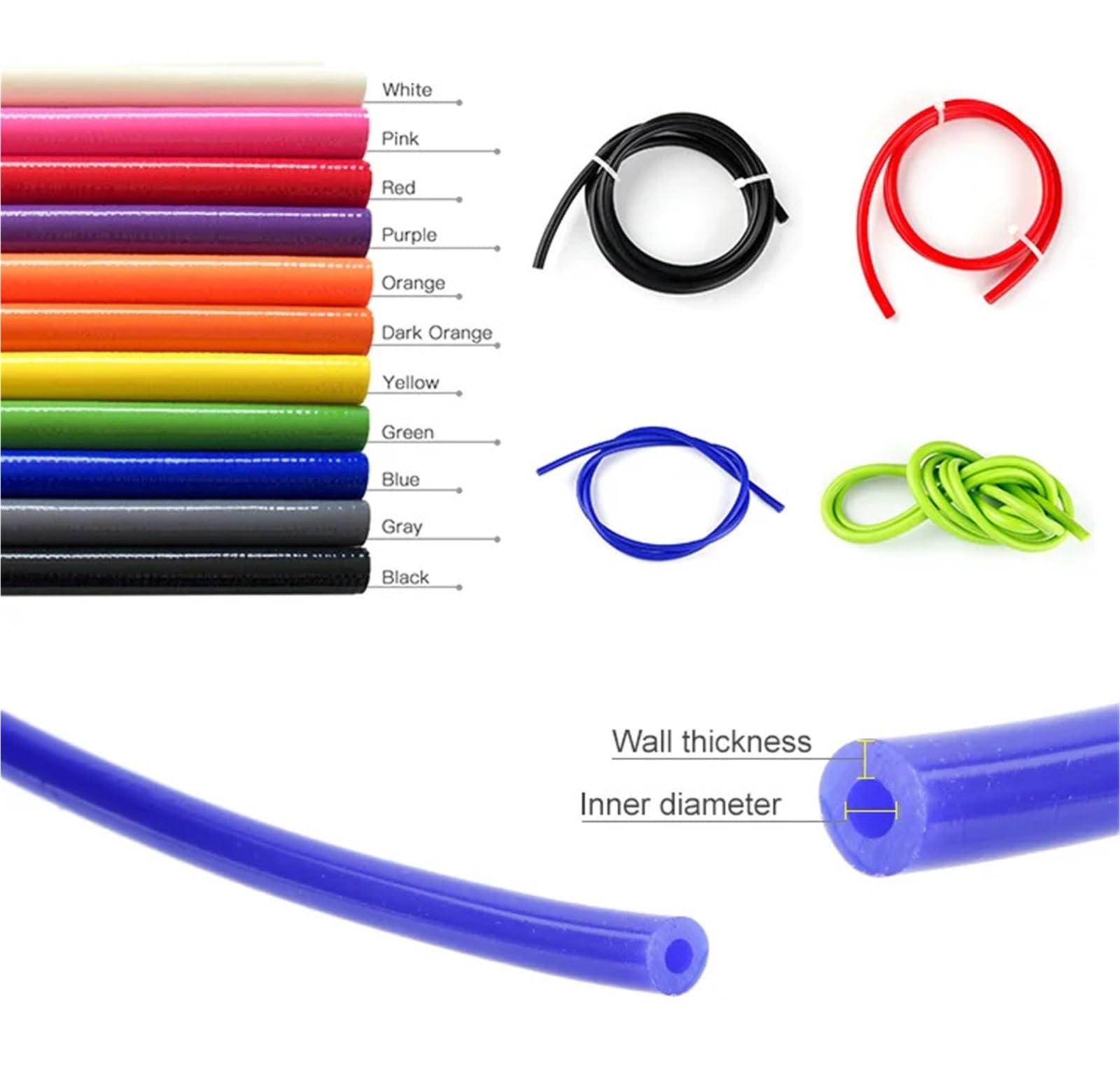 wąż intercooler 5M Uniwersalny wąż silikonowy do odkurzacza, 3 mm/4 mm/6 mm/8 mm(Red ID 8mm)