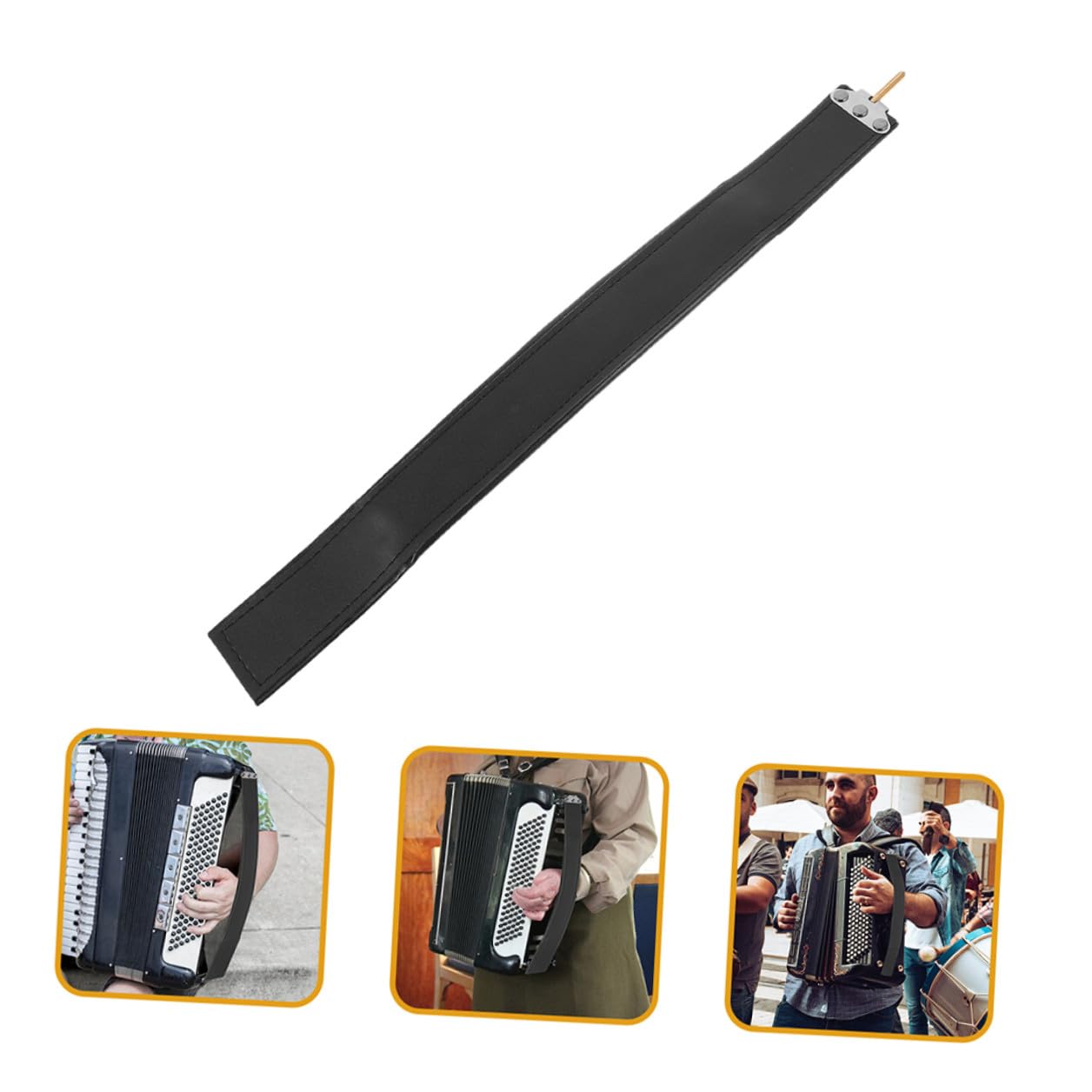 INOOMP Cintura per Fisarmonica Basso in Pu Nera, Tracolla per Mano Laterale Comoda e Resistente, Accessorio per Musicisti e Fisarmonicisti