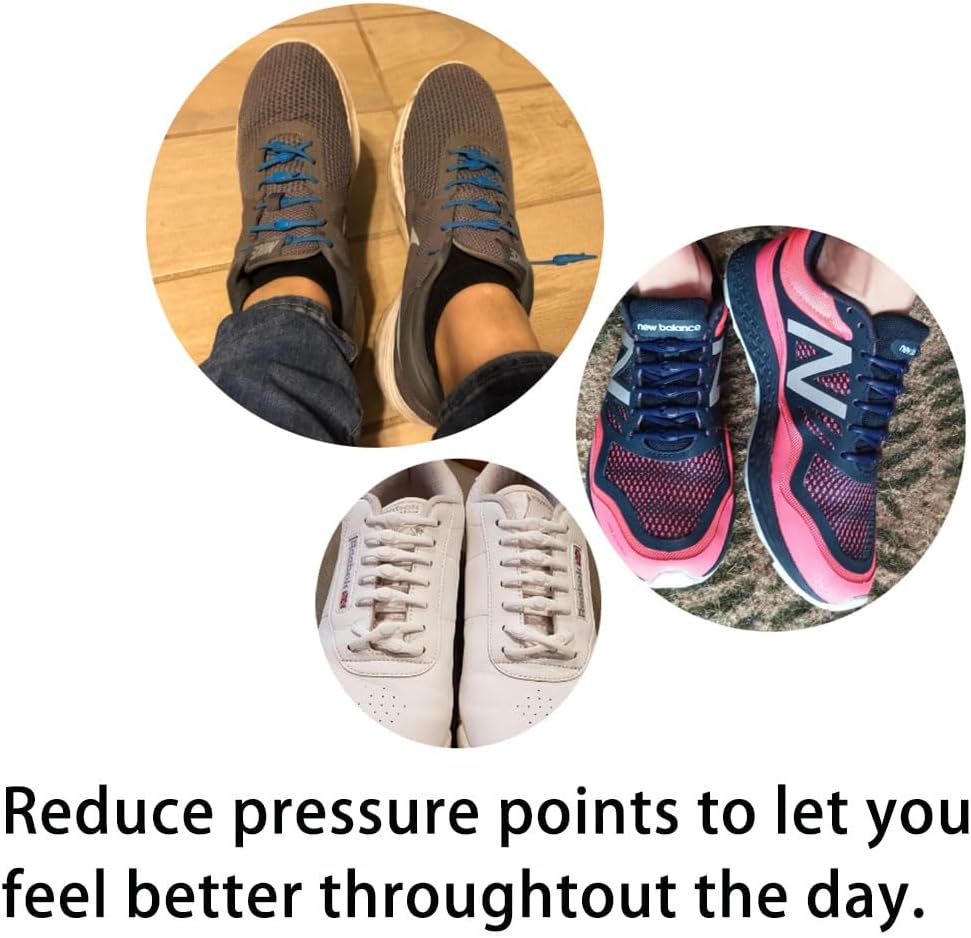 Booge 36 Pcs No Tie Shoe Laces for Adults, Lazy Elastic Shoelaces Rubber Silicone Tieless Laces for Sneakers