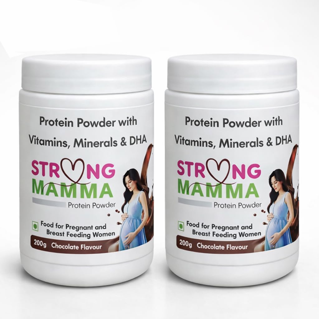 Strong Mamma High-Nutrition Women’s Protein Powder with Vitamins, Minerals & DHA – 200 g (Chocolate) | Supports Healthy Birth Weight, Brain & Bone Health, Boosts Immunity (Pack of 2)-image-44