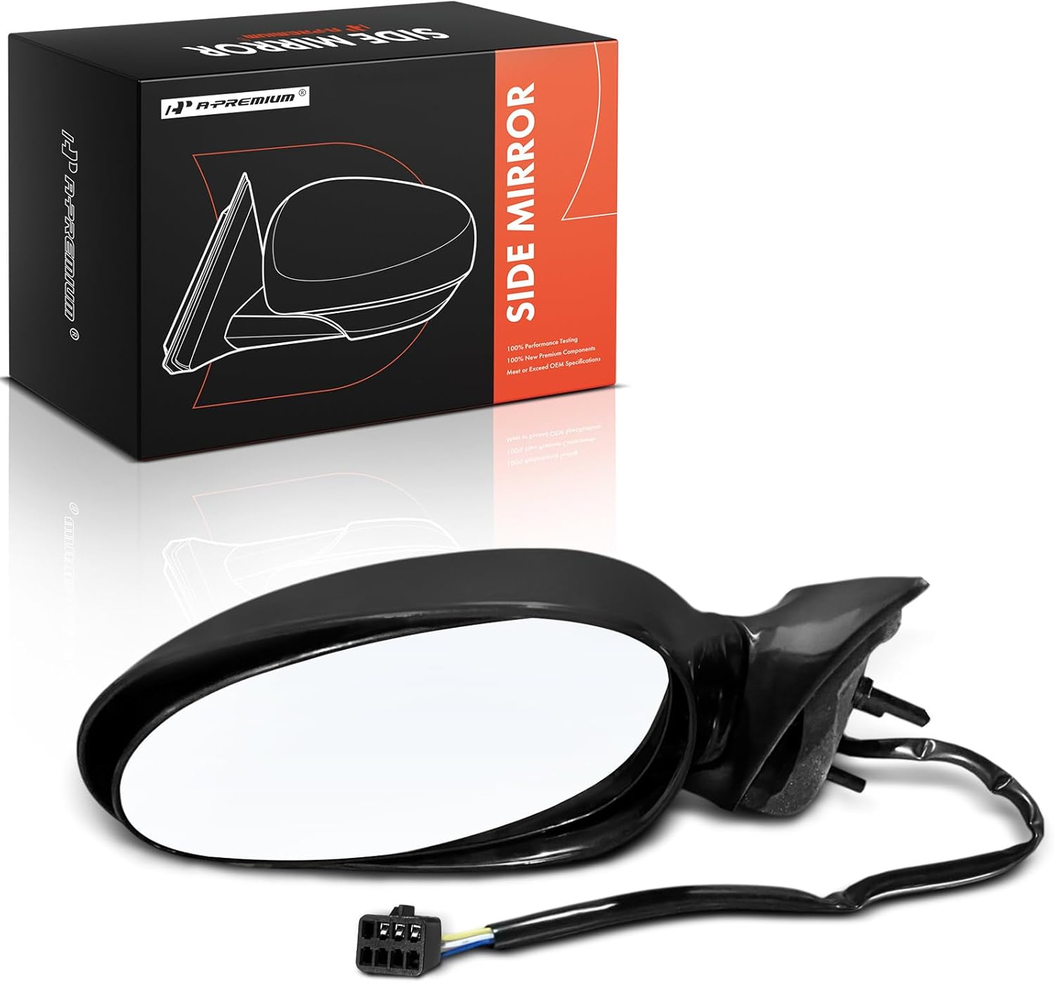 A-Premium Driver Side Power Door Mirror - Compatible with Buick Regal 1997-2004, Century 1997-2005 & Oldsmobile Intrigue 1998-2002 - Non-Heated Manual Folding Smooth Black Outside Rear View Mirror