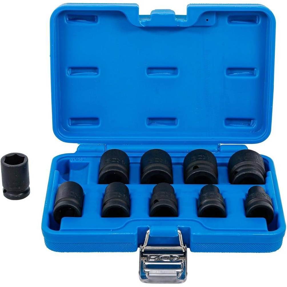 D-Work - Set di boccole a scossa da 1/2-3/8 a 15/16 pollici, 10 pezzi, resistenti e pratici, in acciaio
