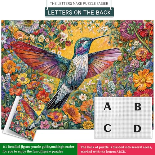 HUADADA Jigsaw Puzzles for Adults 1000, Family Puzzle, 1000 Piece Jigsaw Puzzles for Adults,Puzzle Gifts,Flowers and Birds - Image 5