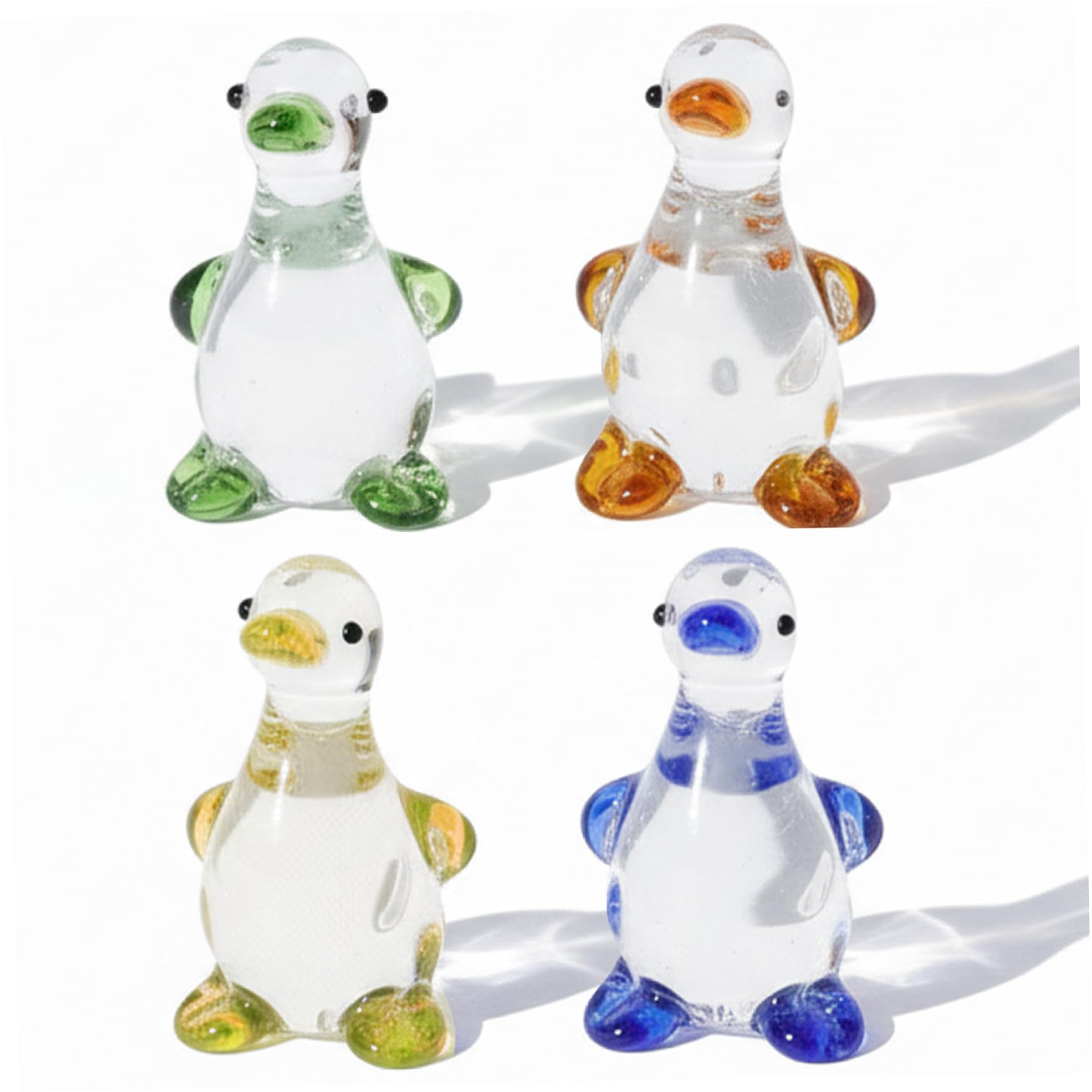 Striegro 4Pcs Duck Ornament, Adorable Crystal Duck Figurines Charming Desktop Decor for Home Office Animal Sculptures..