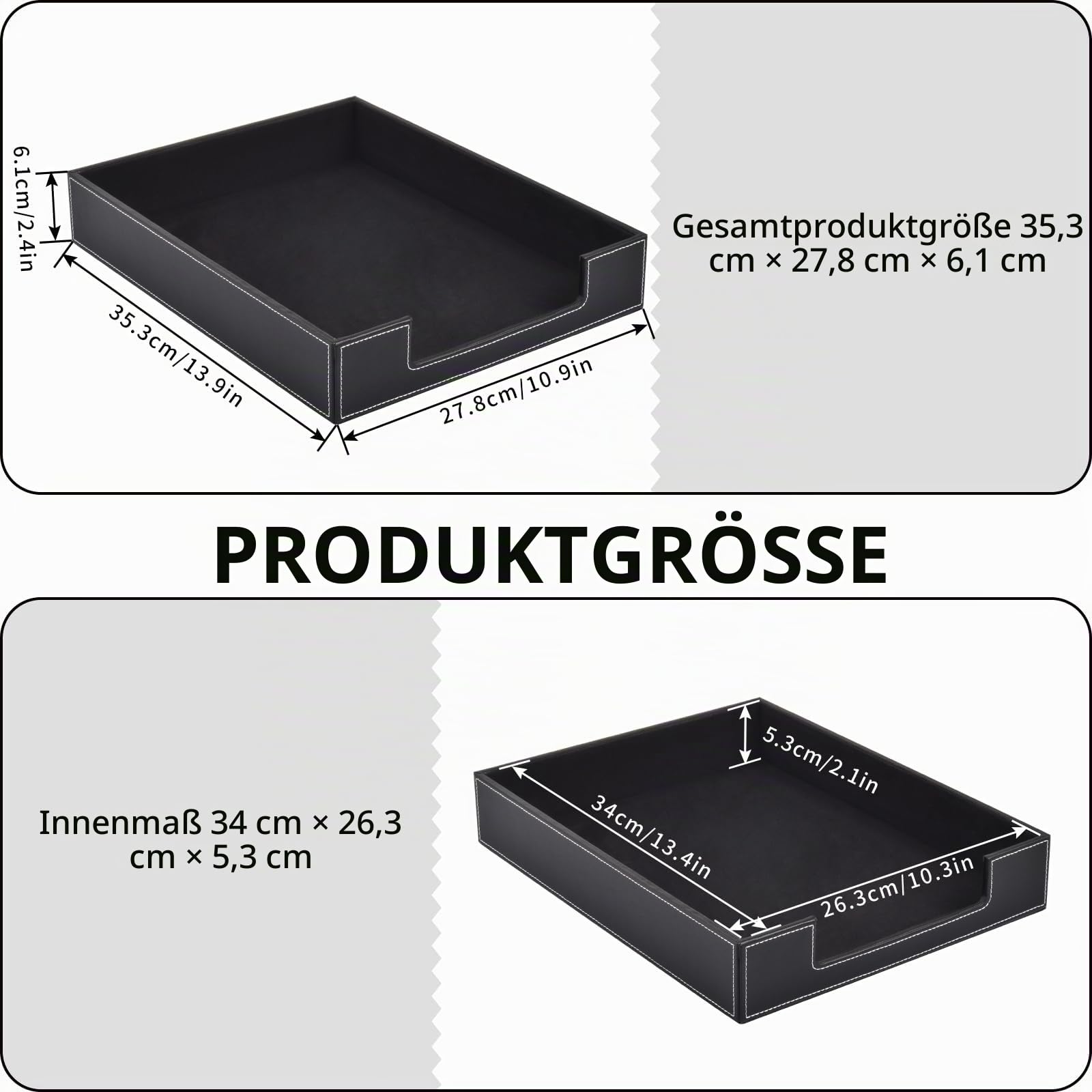 Leder Briefablage,Schreibtisch Organizer,Briefablagen & Stapelsysteme für den Schreibtisch A4-Stapelbare Ablagefächer für Briefe,Papierhalter,Postkörbe,Zeitschriften,Schwarz