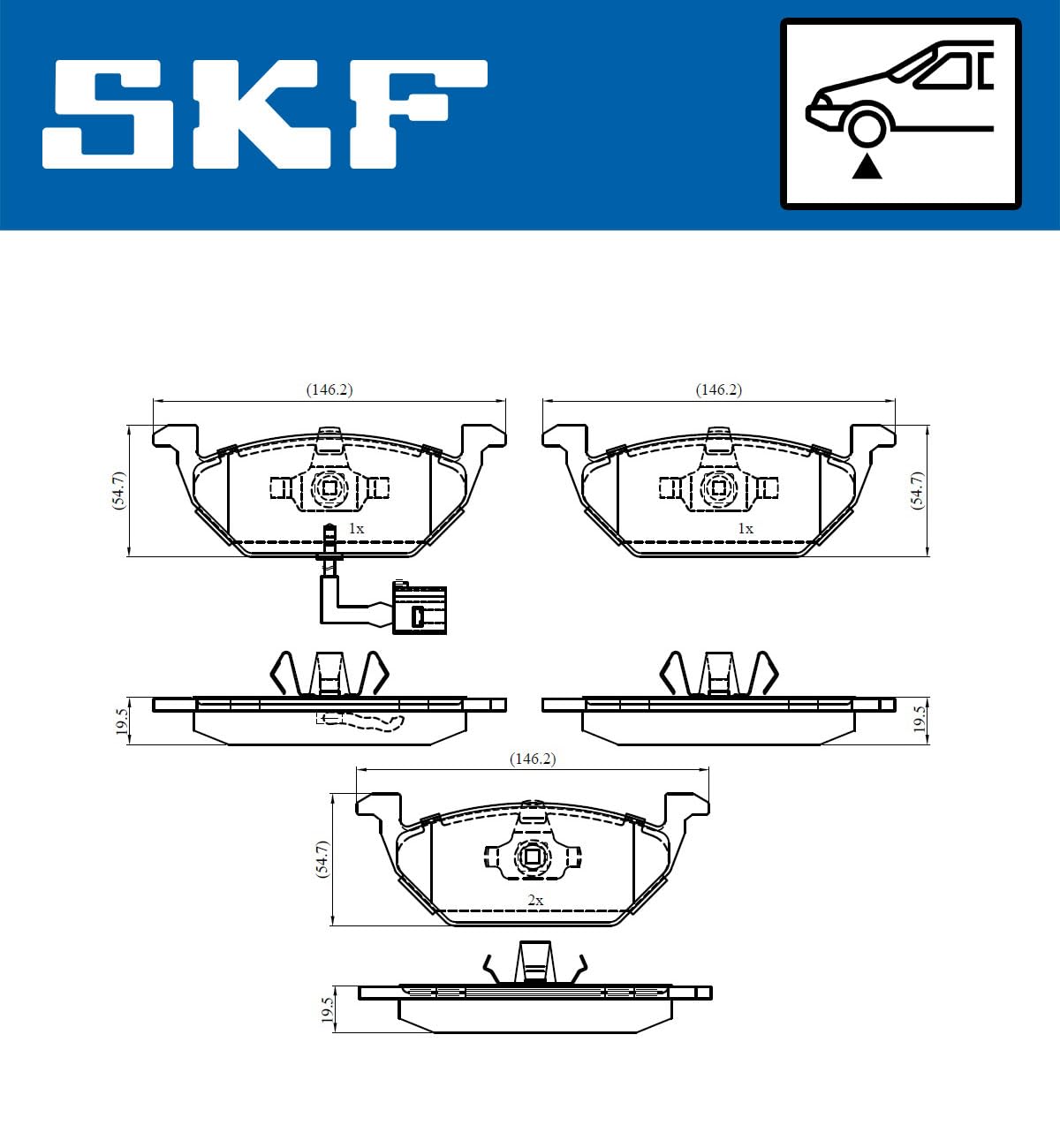 SKF Fren Balatası Ön Volkswagen Golf IV 1.4 16V 97-04, 1.6 97-05, 1.6 16V 00-05, 1.8 97-05, 2.0 98-04, 1.9 TDI 97-04, Golf V 1.4 16V 03-08, 1.6 04-08, 1.9 Dtı Vkbp 80004E - Vkbp 80004 E
