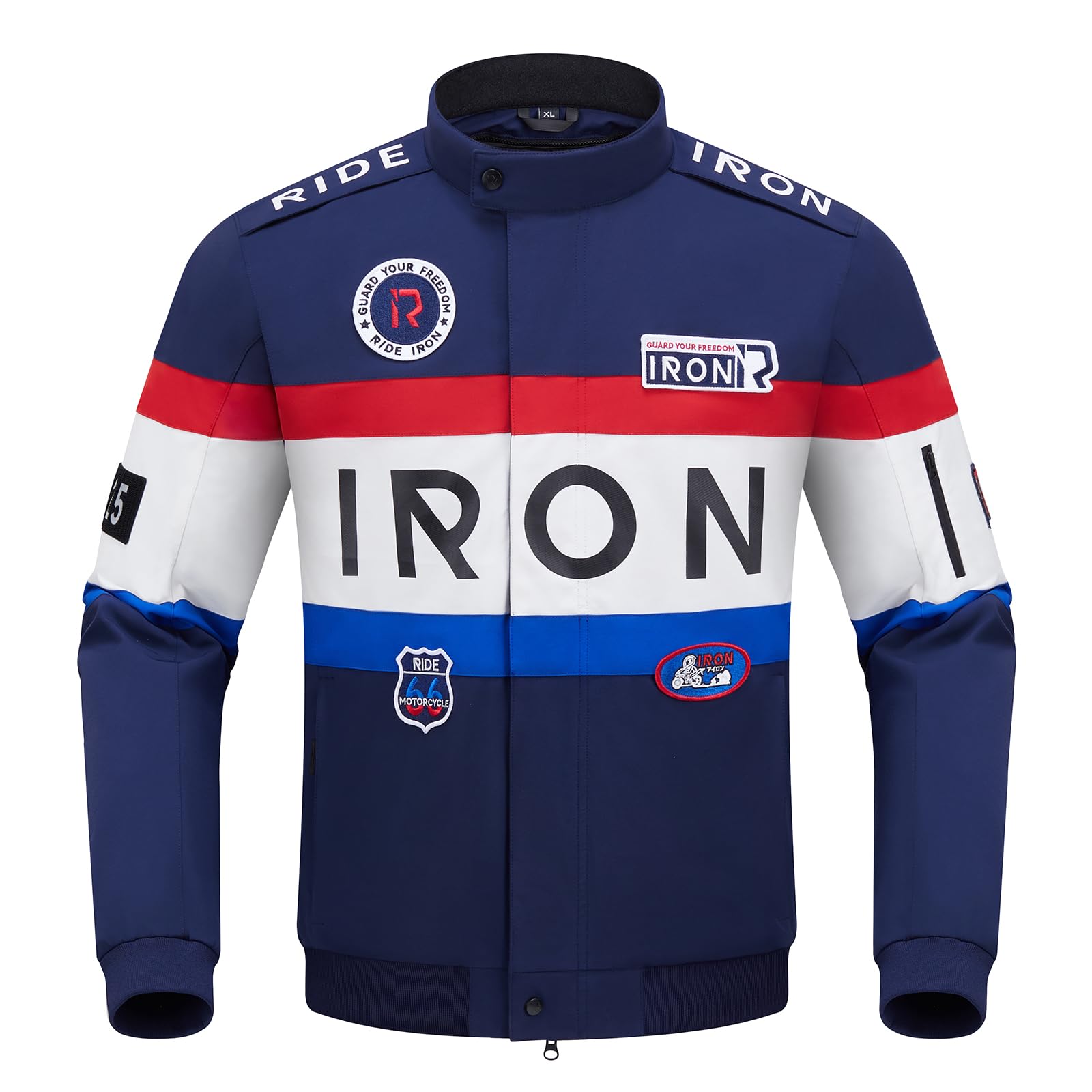 RIDEIRON Motorradjacke Herren mit Protektoren CE – Textil Biker Jacke mit Thermofutter, Stickerei Design, Winddicht Atmungsaktiv, Touring Motorrad Jacke für Frühling Herbst Winter M-XXL
