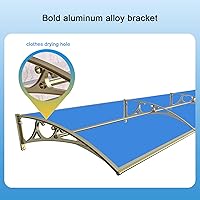 Vista 8 de Cubierta moderna de policarbonato azul, para puerta delantera al aire libre, patio, protección contra la lluvia y la nieve, toldo para puerta, toldo