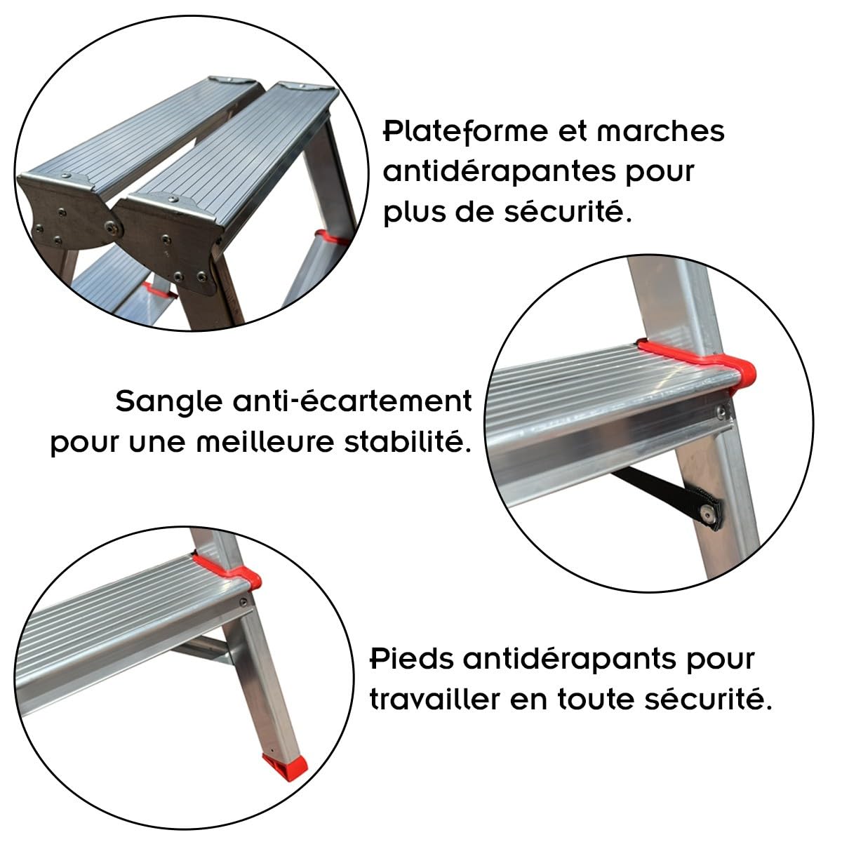 MTRA Escabeau Double marchepied en Aluminium 7 marches