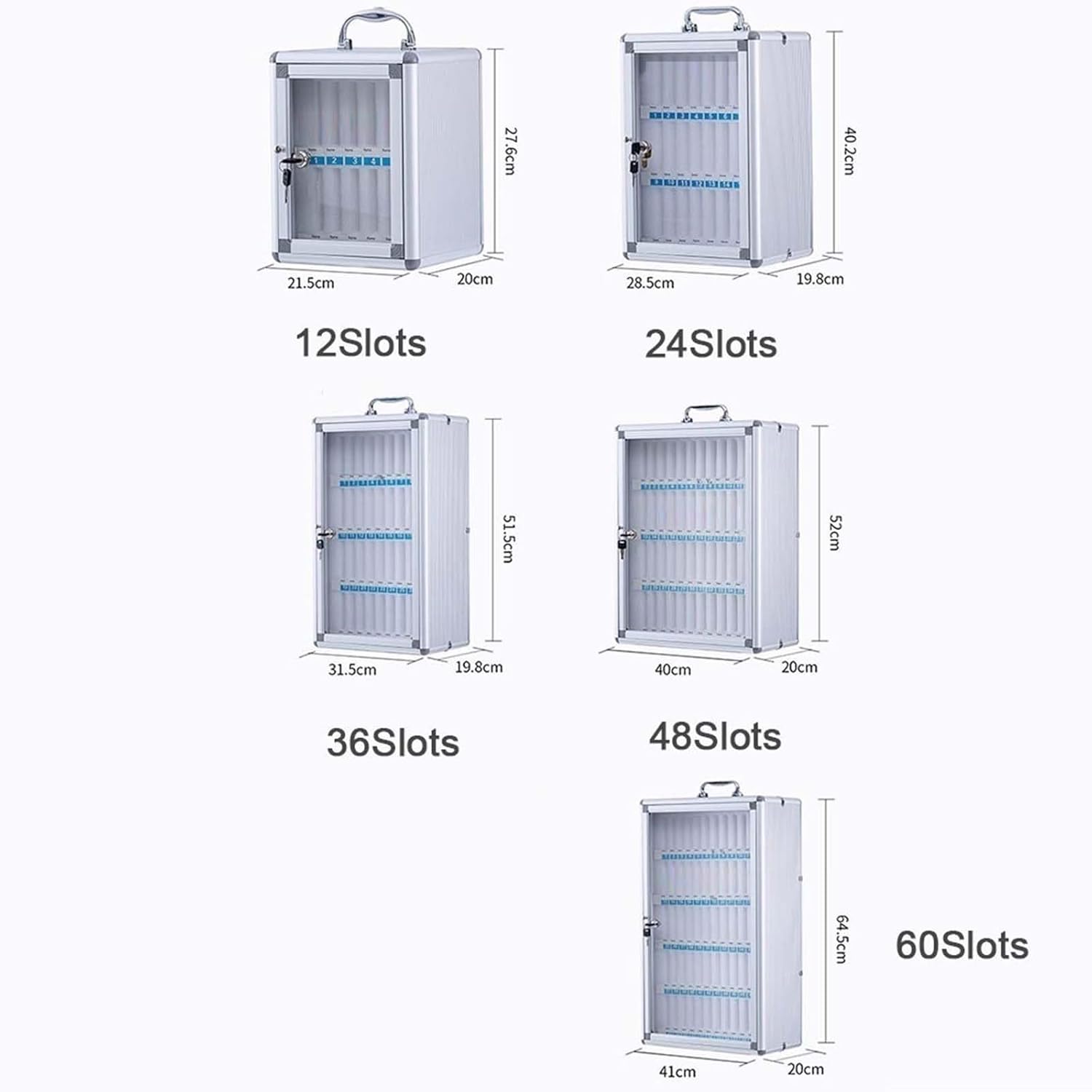 Cell Phone Storage Cabinet 12-60 Slots Mobile Phone Storage Box with Mobile Phone Locker with Lock Desktop for Employees(Silver-A,24)