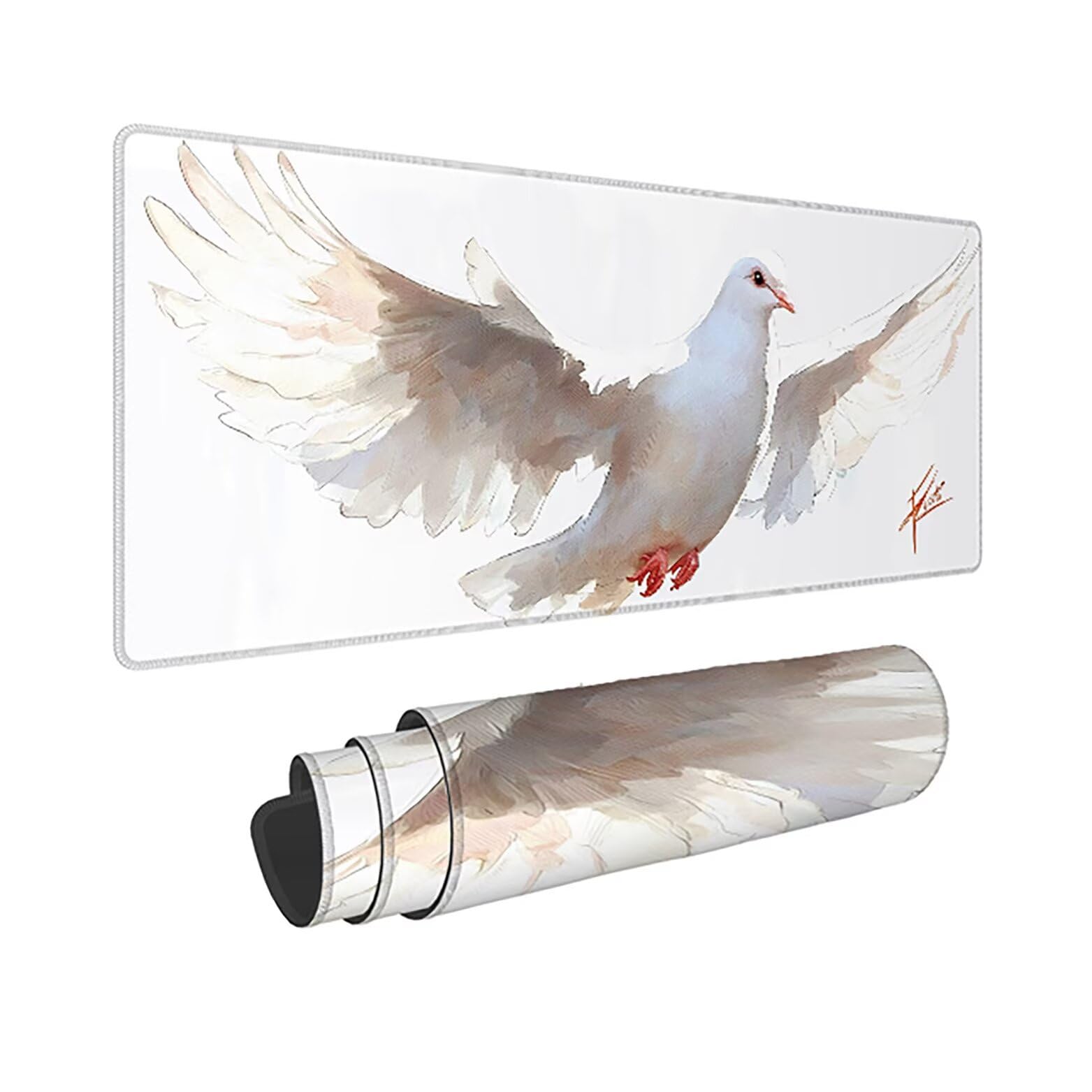 Podkładka pod mysz do gier XXL ze zwierzętami, biała, podkładka pod mysz XXL - 1400 x 600 x 3 mm, podkładka pod mysz matowa, bardzo duża tkanina, antypoślizgowa podstawa, dla graczy, personel-43145