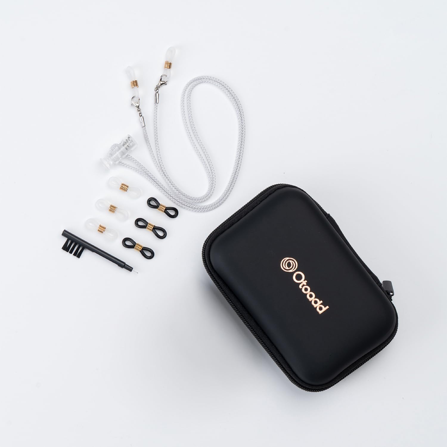 Otoadd Hearing AidTools Kit for Seniors – Complete Set with Black Case, Gray Anti-Drop Strap, O-Rings & Cleaning Brush, Essential Care Accessories for Hearing Aids & Amplifiers