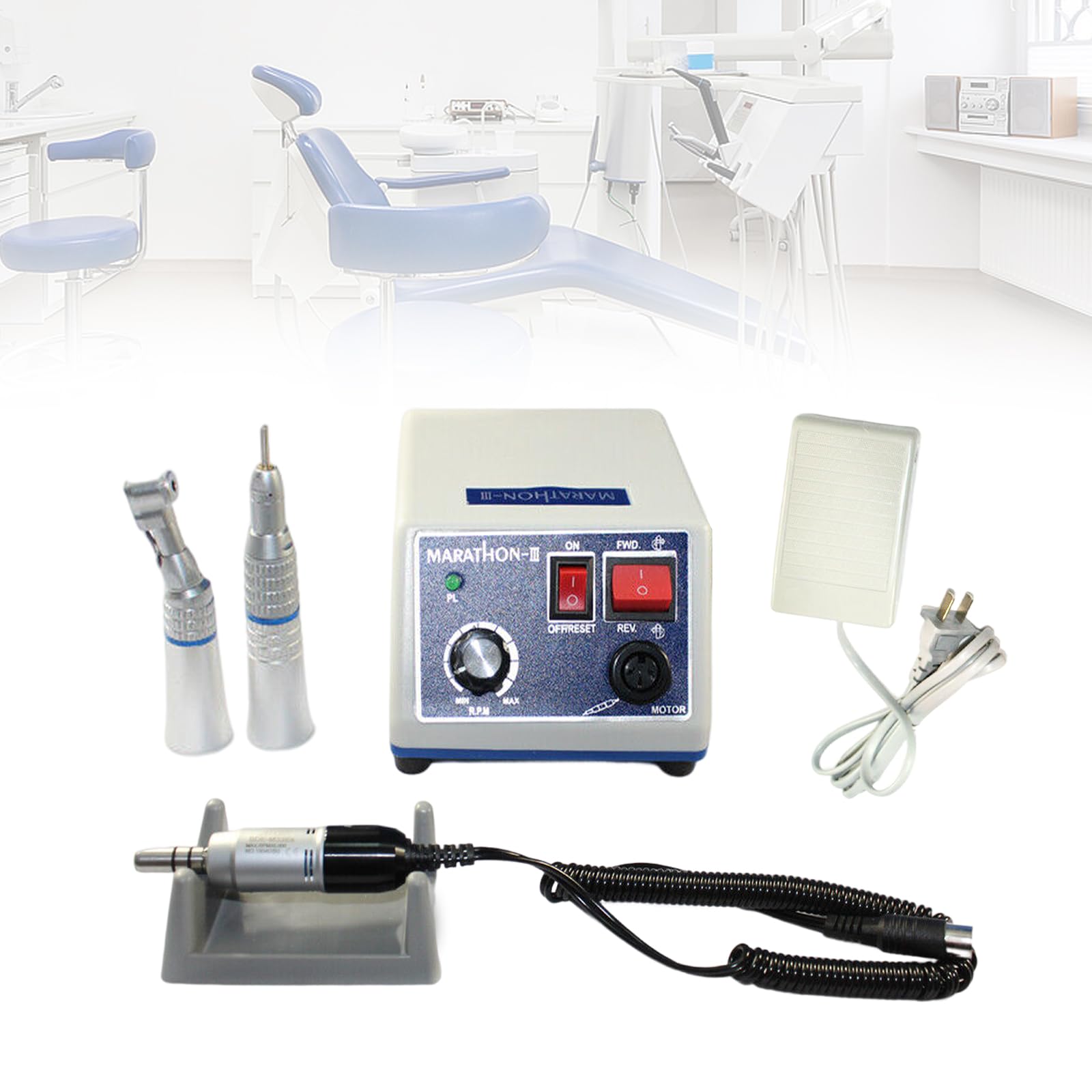 Dispositif Polissage à Micromoteur, Micromoteur Polissage électrique Machine Polissage éectrique pour Bijoux Laboratoire Céramique Silicone Travail Polissage Dents 0-35000RPM 65W 220V, 50-60Hz