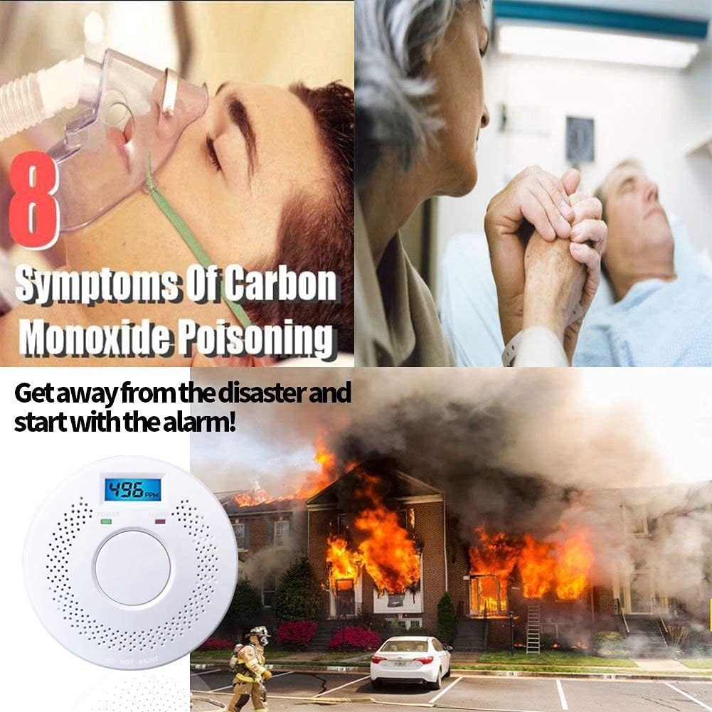 Smoke Detector and Carbon Monoxide Detector Battery Powered with Test/Reset Button 2 Pack - - 