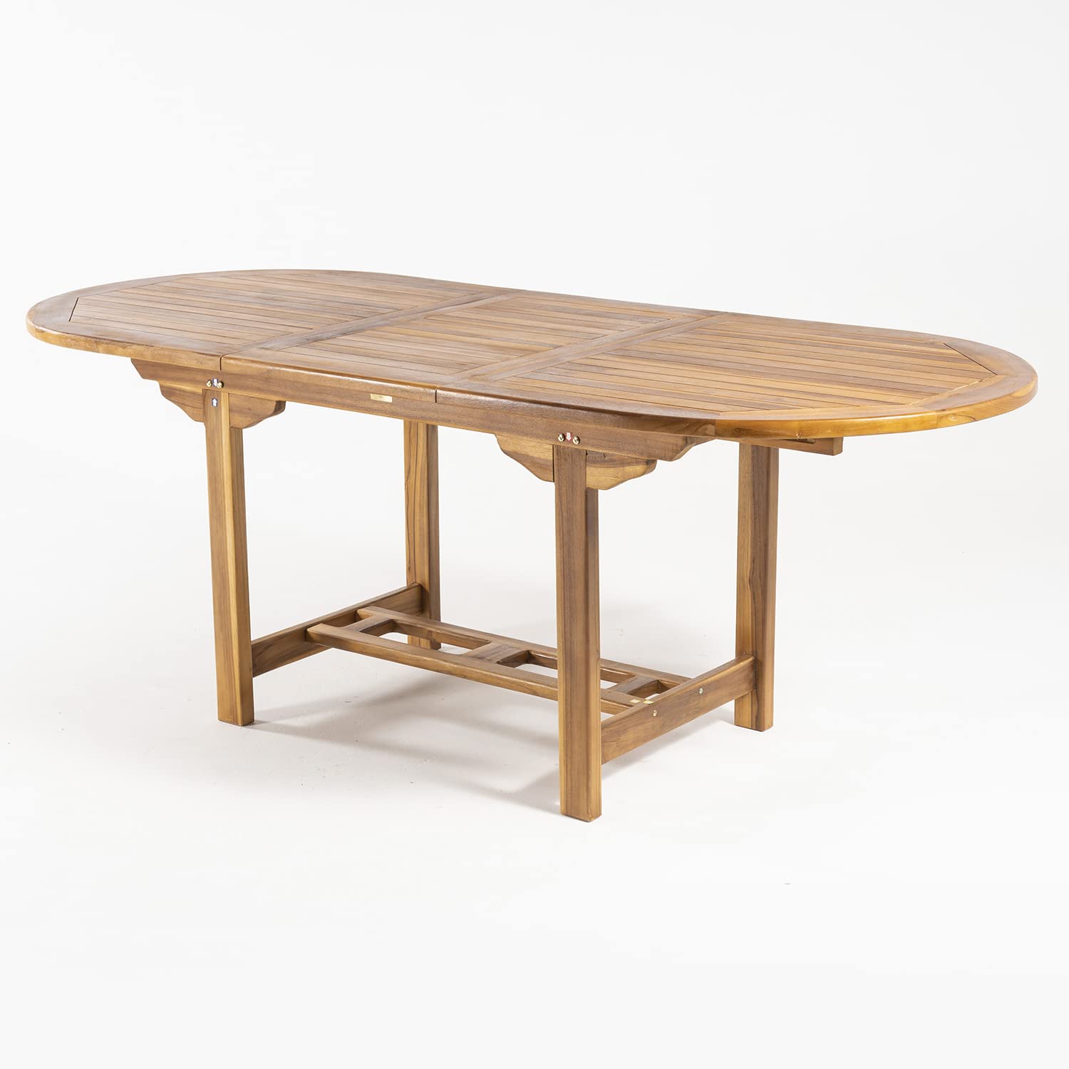 Mesa de jardín Extensible 160 a 210 cm de Madera Teca, Madera Teca Grado A, Ovalada, Medidas 160 a 210x90x77 cm, Tratamiento al Agua aplicado, Mesa para terraza de teka, Mesa Extensible teka