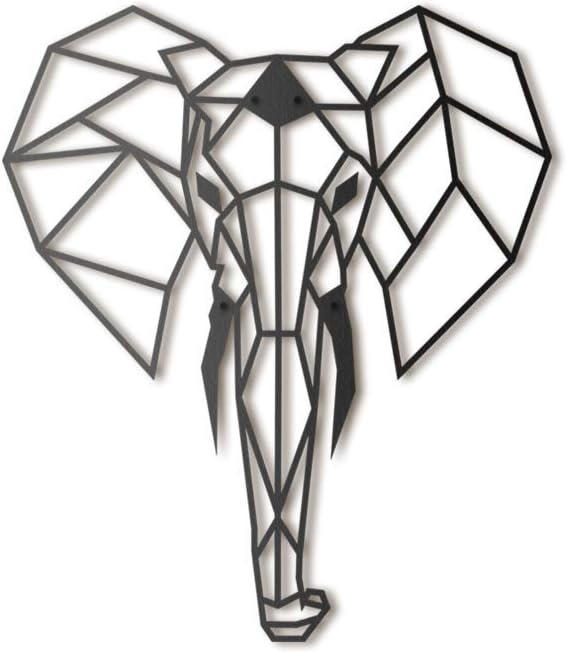 Hoagard Elephant Metal Wall Art 45cm x 52cm | Geometric Metal Wall Art & Wall Decoration