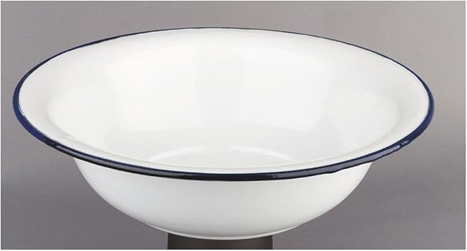 IBILI Wash Blanca Bowl 32 cm of Enamelled Steel, White/Blue, 32 x 32 x 9 cm