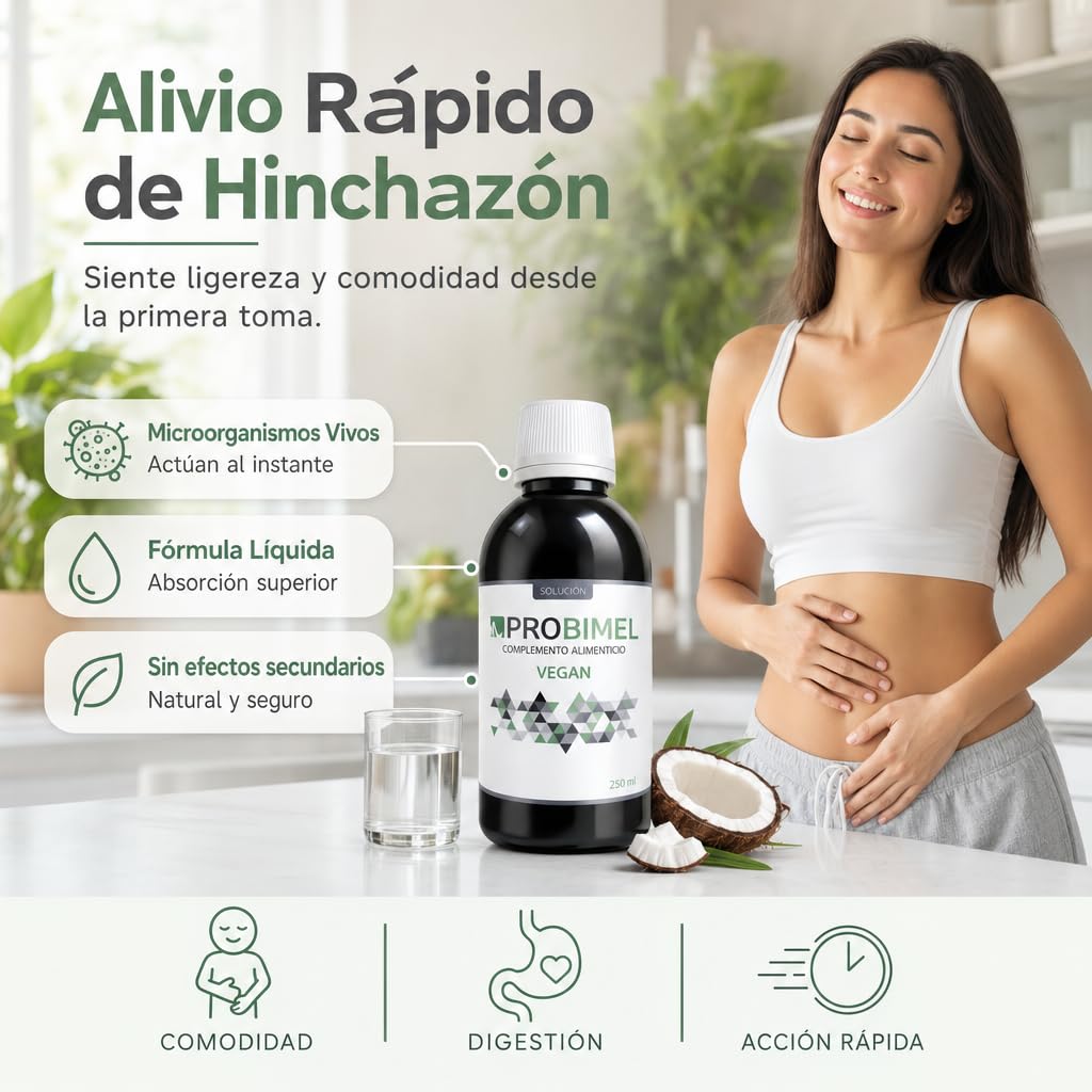 Probióticos y Prebióticos Intestinales Veganos para la Salud Digestiva - Probióticos Hinchazón Abdominal contra SIBO, Gastritis, Colón Irritable - Probióticos Flora Intestinal