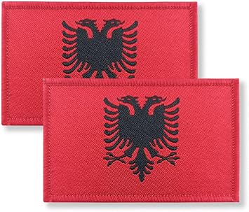 Overdecor Albania Albanian Flag Patch Tactical Military Patches - Hook and Loop Fastener, 2 Pack