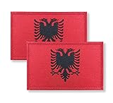 Overdecor Albania Albanian Flag Patch Tactical Military Patches - Hook and Loop Fastener, 2 Pack