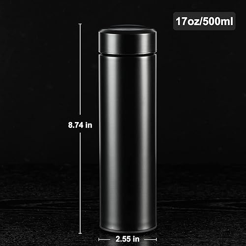 Miniatura 2 de Botella de acero inoxidable aislada de 17 onzas, diseño de vacío de doble pared, caliente y frío (12H24H), ideal para café y té