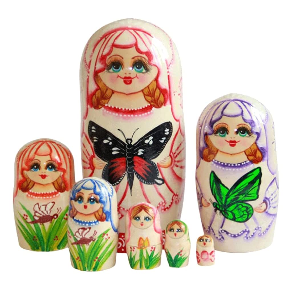 Matrioszka Kerst 7 stks Russische Nesting Poppen Matryoshka Houten Handgemaakte Stapelen Geneste Set Collectible Poppen Speelgoed Set voor Kinderen Volwassenen zabawny prezent