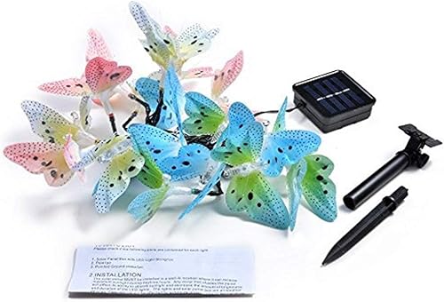 Miniatura 9 de Tira de luces solares con forma de mariposa para exteriores, luces solares de 12 LED con forma de mariposa resistentes al agua para exteriores,