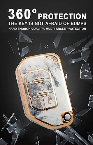 Miniatura 4 de HIBEYO Funda para llavero de TPU para Jeep Flip de 4 botones, funda para llave de TPU para Jeep Gladiator Wrangler JLU JL Rubicon 2022 2021 2020