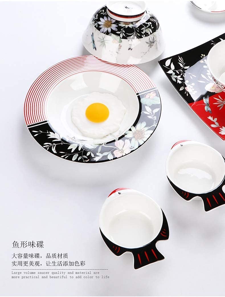 Zestawy obiadowe Zestaw naczyń, styl japoński 50 elementów Porcelana kostna 24K Phnom Penh Luksusowa zastawa stołowa z porcelany kostnej, serwis na 10 osób(