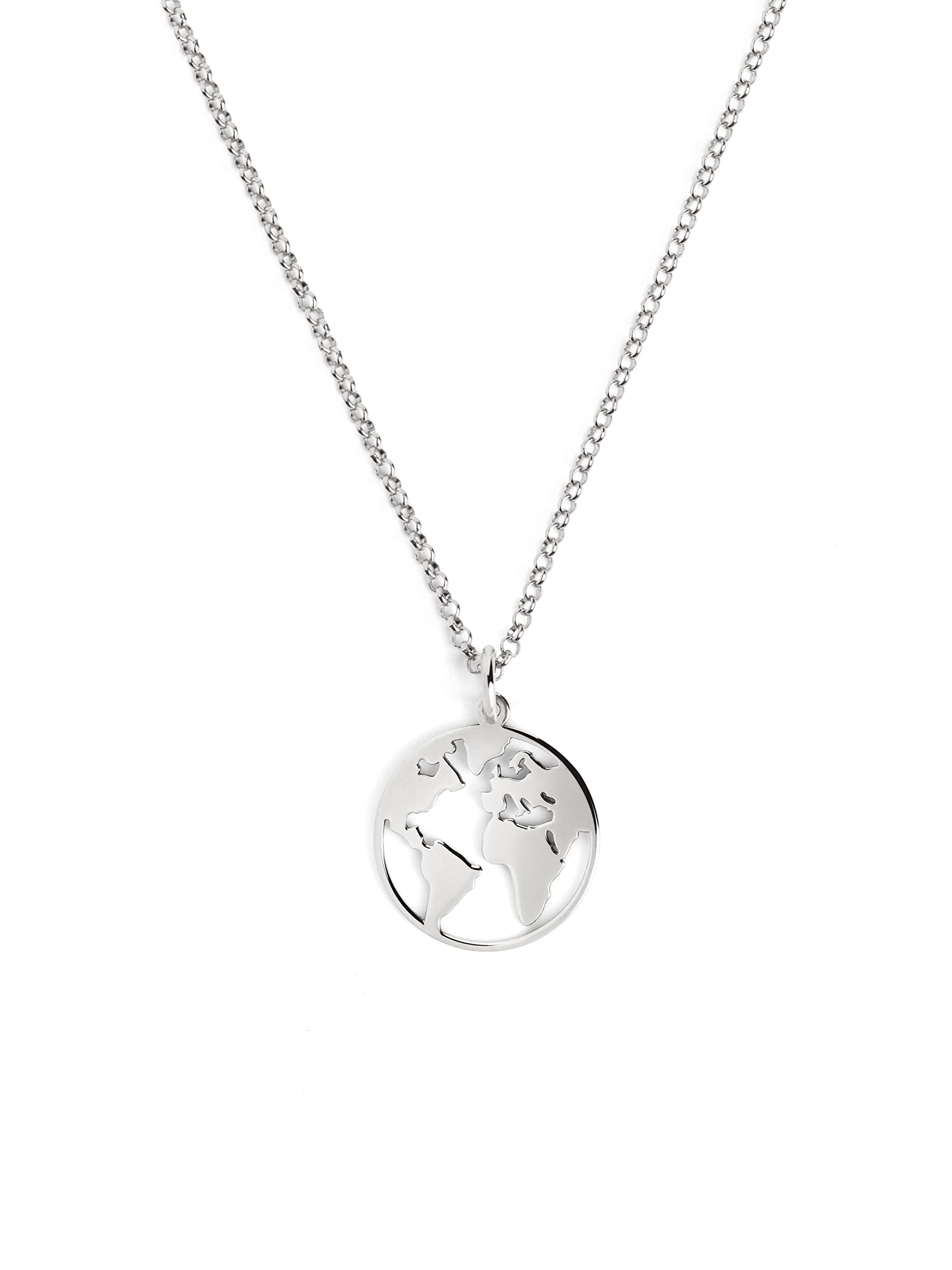 SINGULARU Collar Mundo - Colgante en Plata de Ley 925 con Bola del Mundo - Cadena de Talla Unica - Joyas para Mujer - Hecho en España - Varios Acabados