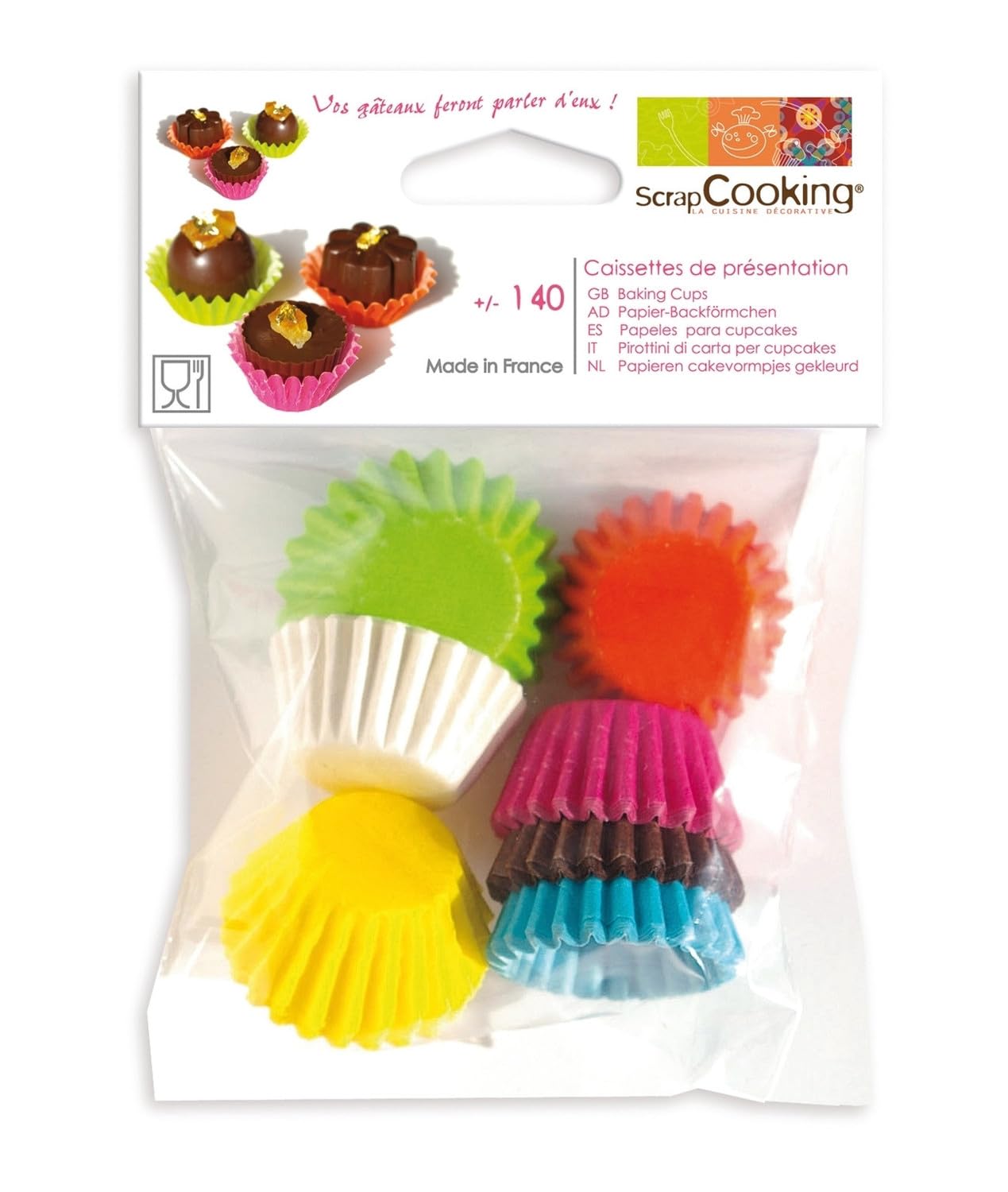 Lot De 140 Caissettes à Cupcake Multicolores Scrapcooking - Papier Alimentaire Pour Muffins Et Bonbons