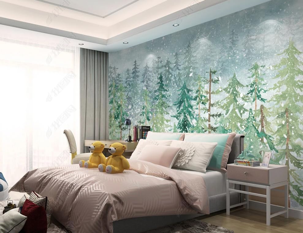 Papier peint intissé aquarelle de forêt abstraite avec des finitions intissées premium