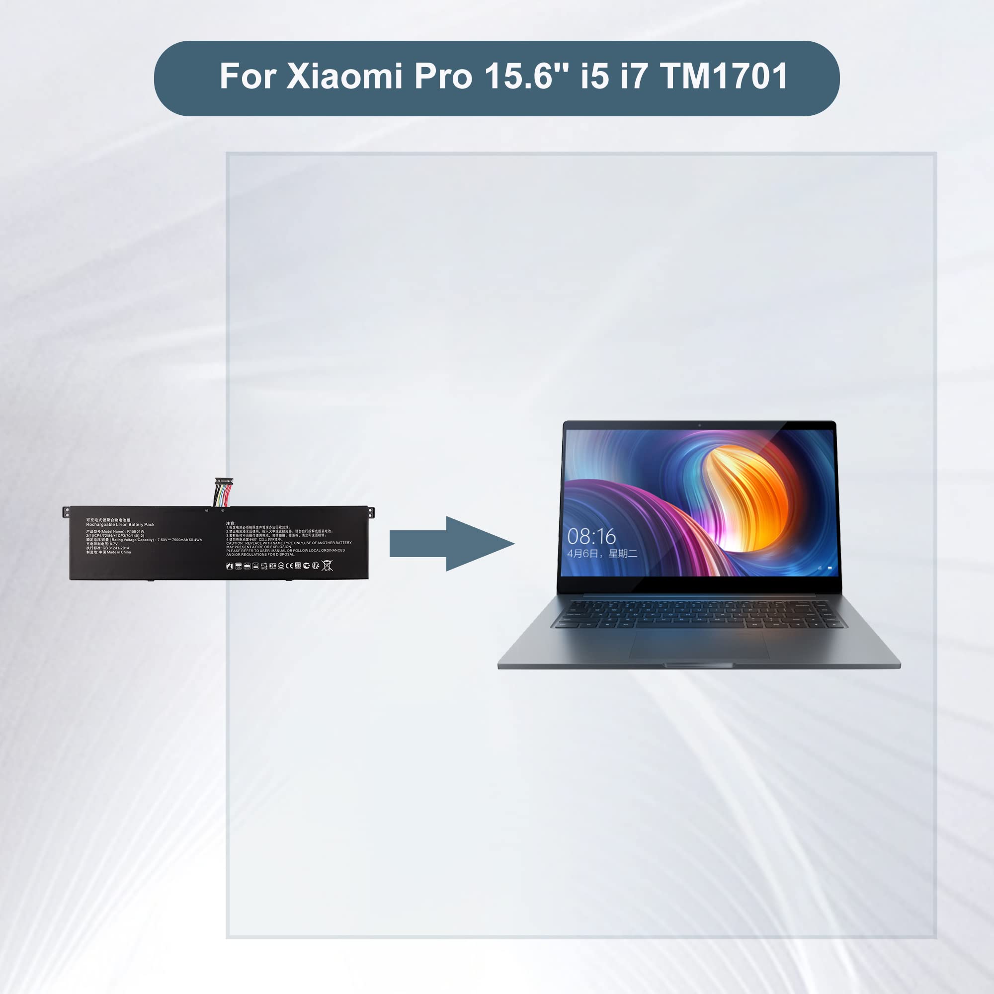 Zapasowy akumulator R15B01W kompatybilny z Xiaomi Pro 15.6'' i5 i7 TM1701 171501-AQ/AL/AF Ruby