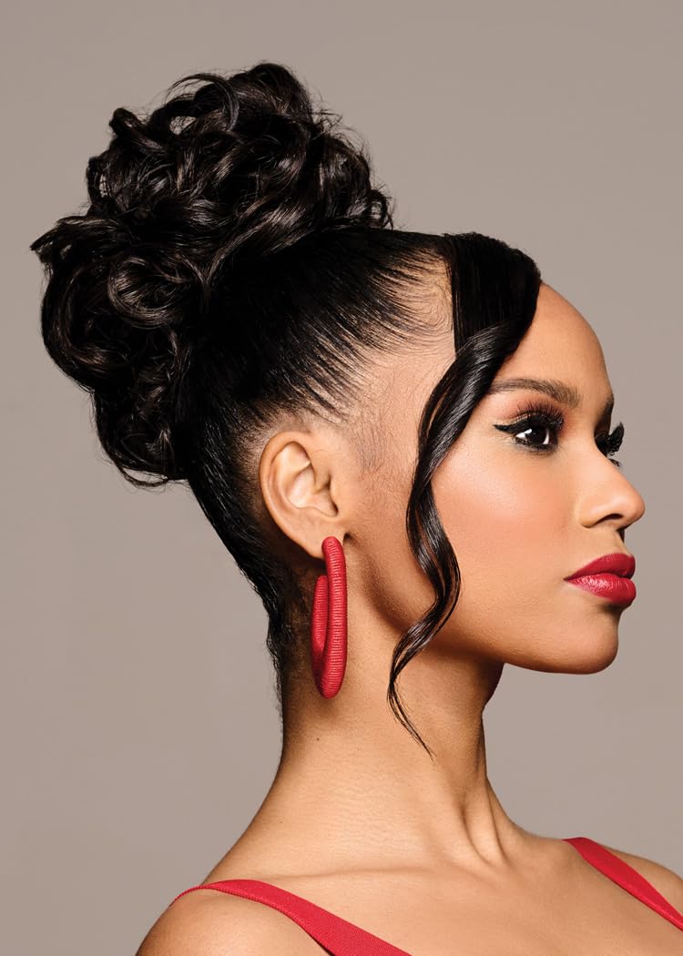 Kim Kimble Clip It Classy Curly Updo Hairpiece With 3" Claw Clip by Hairuwear, MC9/14SS Caramel Latte