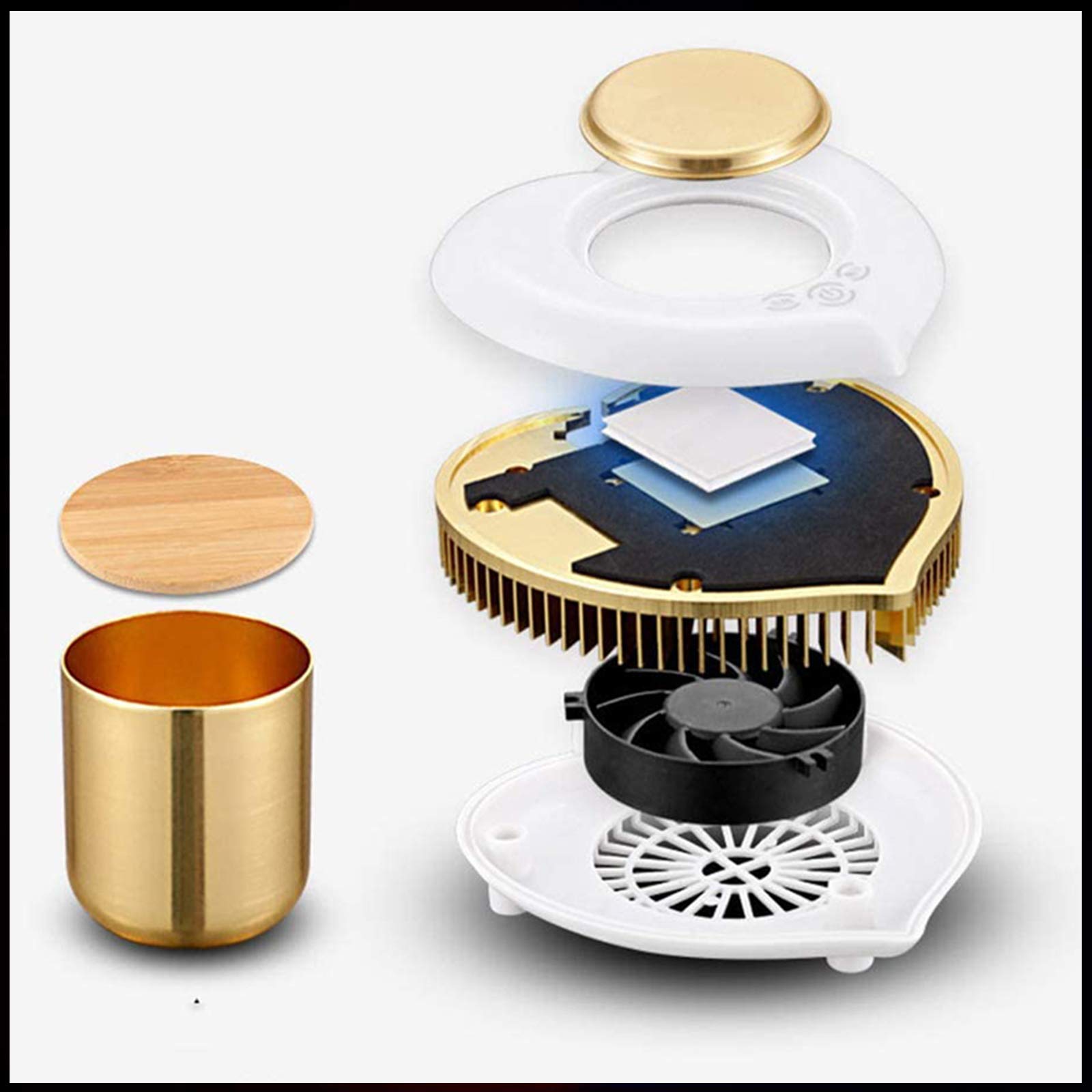 Refrigeratore Portatile Tazza Mini Frigorifero delle Bevande a Forma di Cuore di Modo Creativo Birra Drink Chiller, Casa di Refrigerazione Cup Veloce più Caldo e di Raffreddamento Cup,d'oro