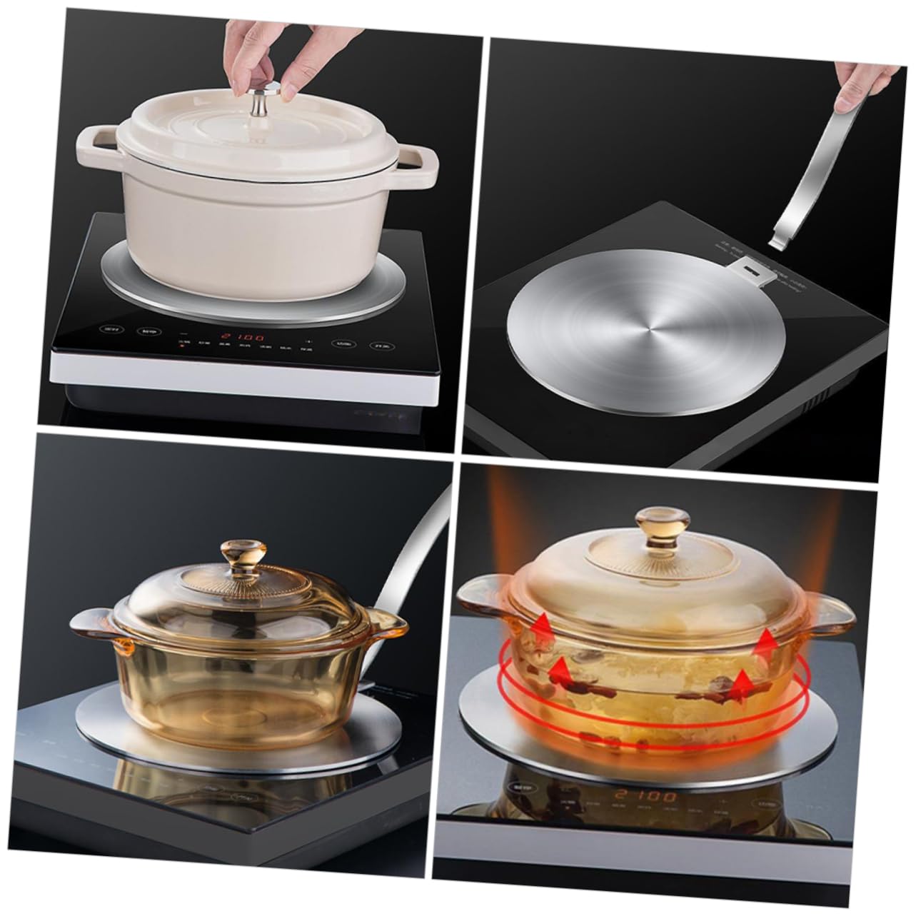 GRIRIW Universal Heat Diffuser for Induction Cooktops Gas Stove Electric Cooker Stainless Steel Plate